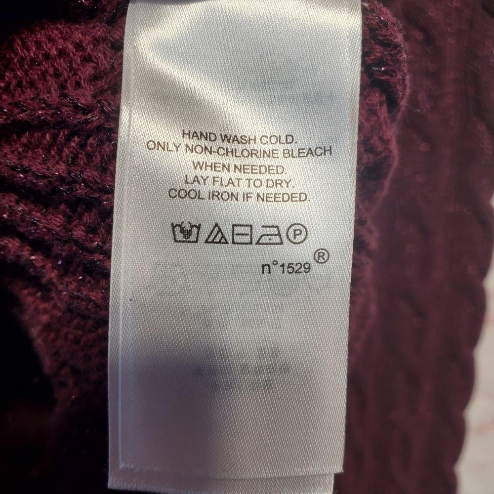 Lauren Ralph Lauren Sweater Womens L Purple Cable Knit Shimmer Metallic Elegant - Picture 11 of 13